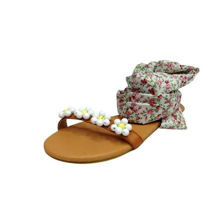 

Summer Sandals For Women Women s Sandals Shoes For Women Sandals Women s Leisure And Vacation Beach Cute Bow Ankle Strap Flower Beaded Flat Sandals