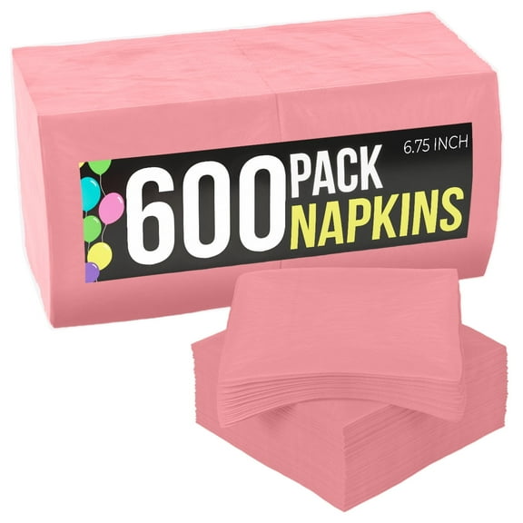 Crown Display Pink Luncheon & Dinner Paper Napkins, Highly Absorbent, Unscented, 600 Count