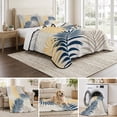 thumbnail image 6 of Quilts Full Size, Blue Yellow Palm Leaves Soft Comforter Bedding Set for Bed, Summer Botanical Tropical Leaf Lightweight Quilted Bedspread with Pillow Cover(2 Pieces) for All Season, 78x90 Inch, 6 of 9