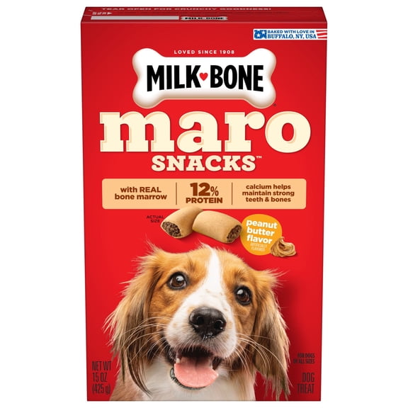 Milk Bone MaroSnacks Peanut Butter Flavor Dog Treats With Bone Marrow, 15 oz