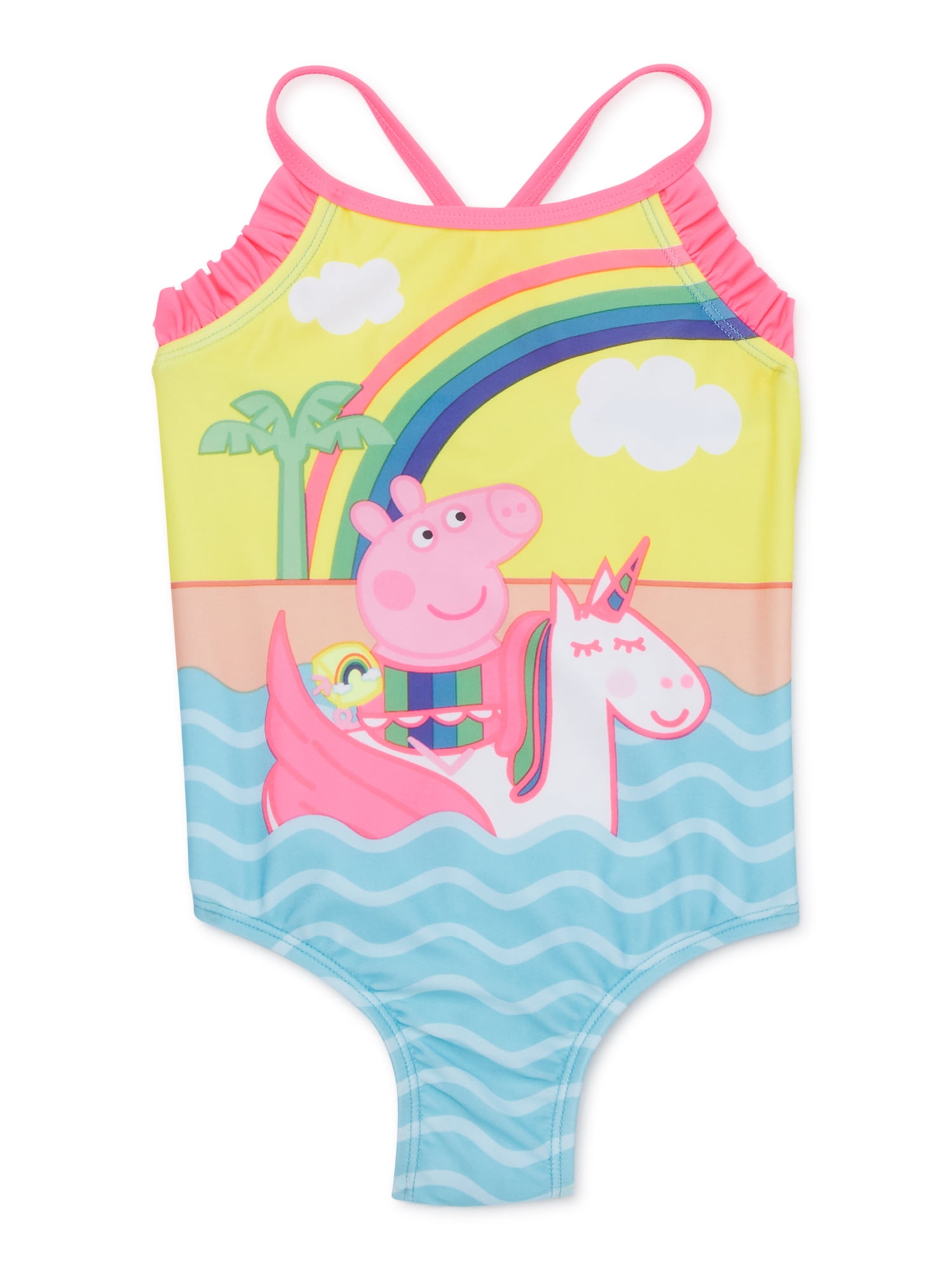 Peppa Pig Toddler Girls Ruffle One-Piece Bathing Suit 