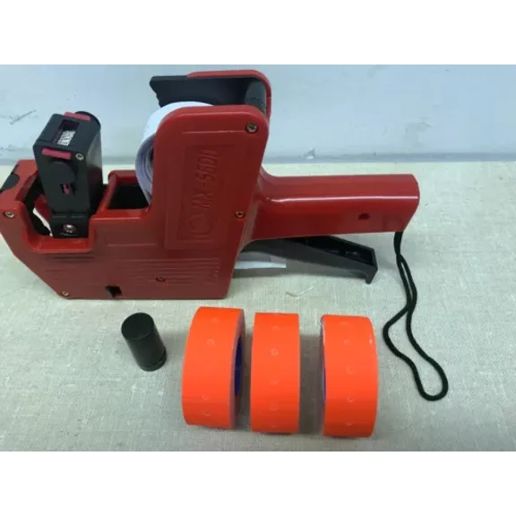 Mx-5500 8 Digits Price Gun Labeler 3 Fl Red Color Rolls 3X1200 Labels & 1 Inker