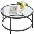 thumbnail image 2 of Yaheetech 27.5" Modern Glass Top Round Coffee Table for Living Room, Apartment, Black, 2 of 7