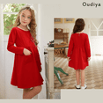 thumbnail image 6 of Oudiya Girls Long Sleeve Dress Solid Color Casual Skater Fall Dress with Pocket for Toddler Girls, 4-13 Years, 6 of 8