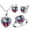 Multicolor, variant on Women Platinum Plated Purple Crystal Love Heart Pendant Necklace Promise Ring and Studs Earrings Jewelry Set for Birthday Gift T481