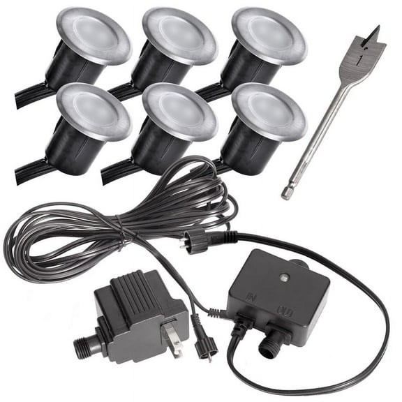 Sterno Home 3006706 Black Low Voltage 5W LED Deck Light Kit - Pack of 6