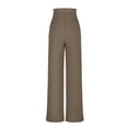 thumbnail image 4 of RXIRUCGD Ladies' Casual Elastic High Waisted Temperament Wide Leg Pants, Brown, Size: XL, 4 of 4