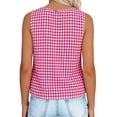 thumbnail image 6 of Craaazy Women's Summer Plaid Print Crewneck Sleeveless Tank Versatile Casual Tops Gifts, 6 of 9
