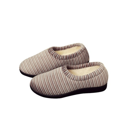 

SIMANLAN Womens Breathable Home Shoes Anti-Skid Fuzzy Indoor Closed Toe Slipper For Mom Striped Gray 8