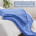 thumbnail image 5 of Chunky Knit Throw Blanket, 50''*60'' Knitted Throw Chenille Blankets for Bed Couch, Handmade Light Blue Crochet Blanket Big Thick Blanket, Machine Washable Cute Comfy Blanket for Home Decor, 5 of 15