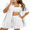 White, variant on LYMAYTER 2 Piece Outfit for Women Casual Shorts Tracksuit Set Lapel Button Short Sleeve Shirts Set S-3XL
