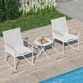 thumbnail image 6 of Walsunny 3 pcs Steel Outdoor Bistro Sets with Coffee Table, White, 6 of 9