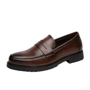 jjayotai Men Shoes Clearance Sale Men Leather Shoes Fashion Casual British Style Solid Color Pointed Toe Trendy Retro Male Business Wedding formal Wear Rollbacks