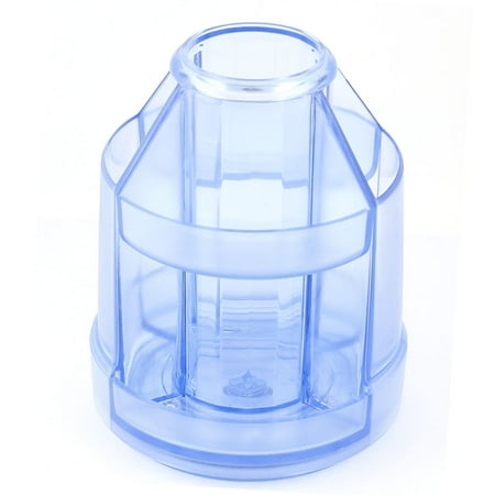 Holder Free Stopper - Unique Bargains Clear Blue Plastic Round Rotating Desktop Pen Brush Stapler Organizer Holder