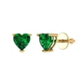 thumbnail image 2 of 1.5 Ct Heart Cut Studs Green Emerald 18K Yellow Solid Solid Gold Everyday Dainty Earrings Screw Back, 2 of 7