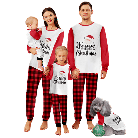 

Family Christmas Pajamas Christmas Buffalo Plaid Stripe Print Sizes for Adult-Kids-Baby-Pet 2 Pieces Top and Pants Bodysuits Unisex Pajamas Sets