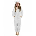 thumbnail image 7 of BFHHYA Girls Fuzzy Zip Up Jumpsuits Kids One Piece Bear-Hooded Rompers Soft Fleece Warm Winter Sleepsuit for Fall Winter Indoor Lounging (5-15Y), 7 of 7