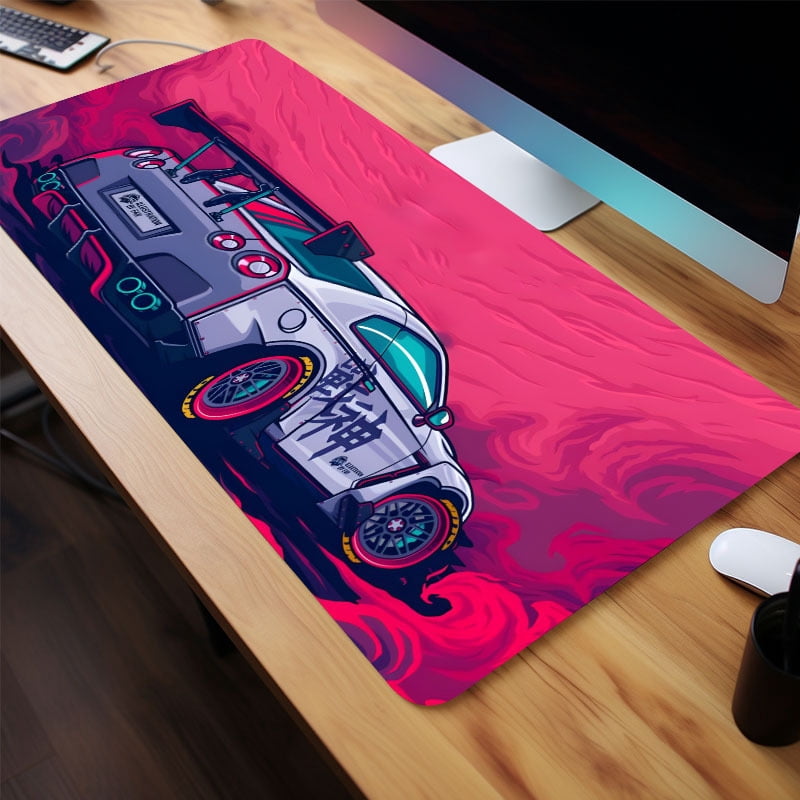Cool Pink Racing Sports Car Large Gaming Mouse Pad - Non-Slip, Aesthetic Desk Mat For Gamers & Office Use - Perfect Birthday Gift For Teens, Friends, And Boyfriends