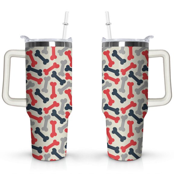 Double-Walled Dog Lover Coffee Tumbler 40oz - Durable Stainless Steel Mug with Handle & Straw - Cute Gift for Women