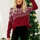 thumbnail image 4 of Puntoco Mujer Cuello Alto Estampado Navideño Jersey Recreativo Tejido Suéter Manga Larga Tops Puntoco  Puntoco-5034, 4 of 8