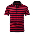 thumbnail image 4 of Men's Muscle Fit Golf Shirt Vintage Striped Soft Stretch Jersey Tee Color Block Collared Short Sleeve T-Shirts Athletic Slim Fit Summer Casual Beach Tops Lightweight, 4 of 9
