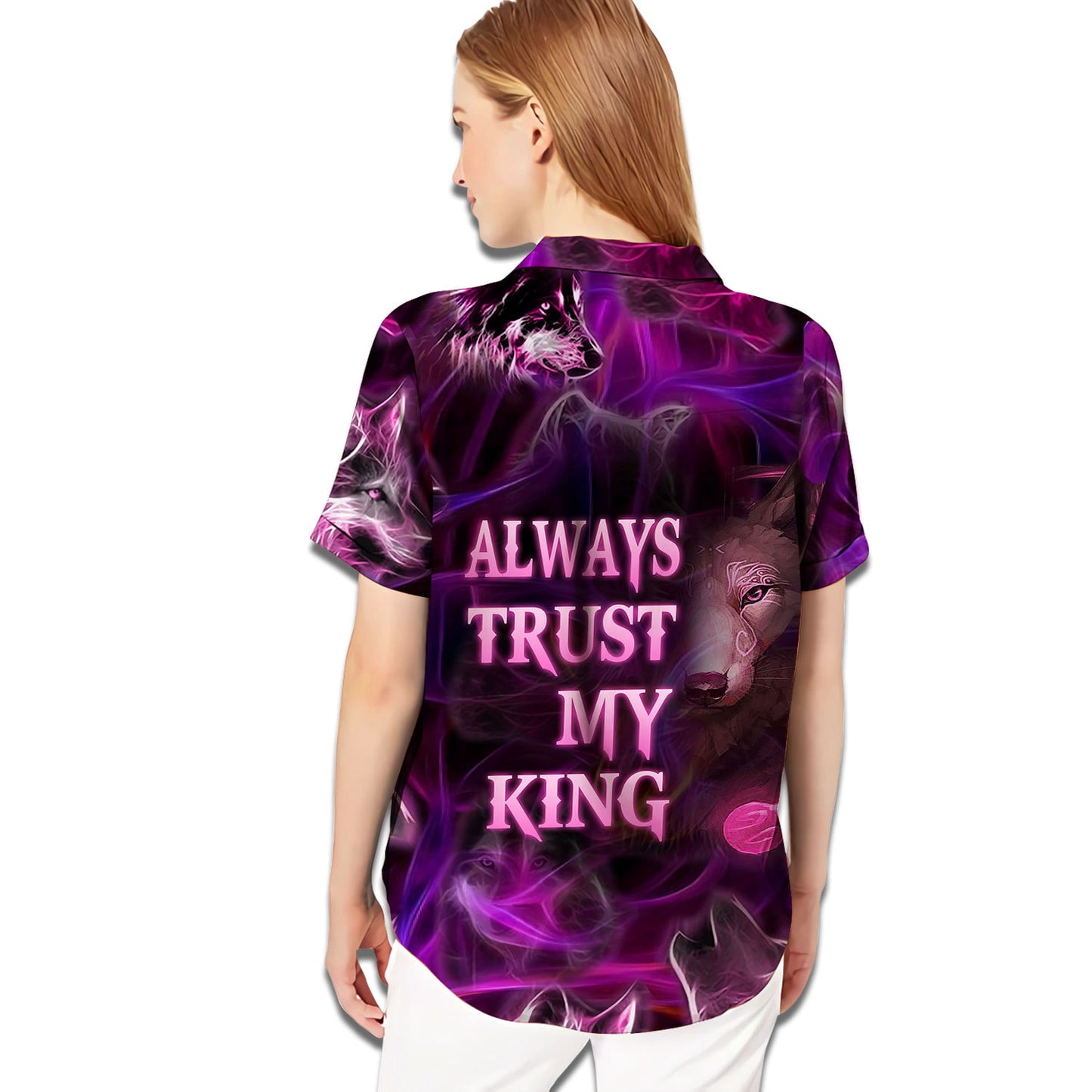 Wolf She Keeps Me Wild He Keeps Me Safe Aloha Hawaiian Shirt