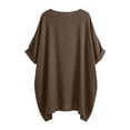 thumbnail image 6 of Zedker Tops for Women Summer Casual Crewneck Batwing Half Sleeve T-Shirts Solid Color Loose Fit Cute Basic Flowy Tops Tees Blouses Brown XXL, 6 of 8