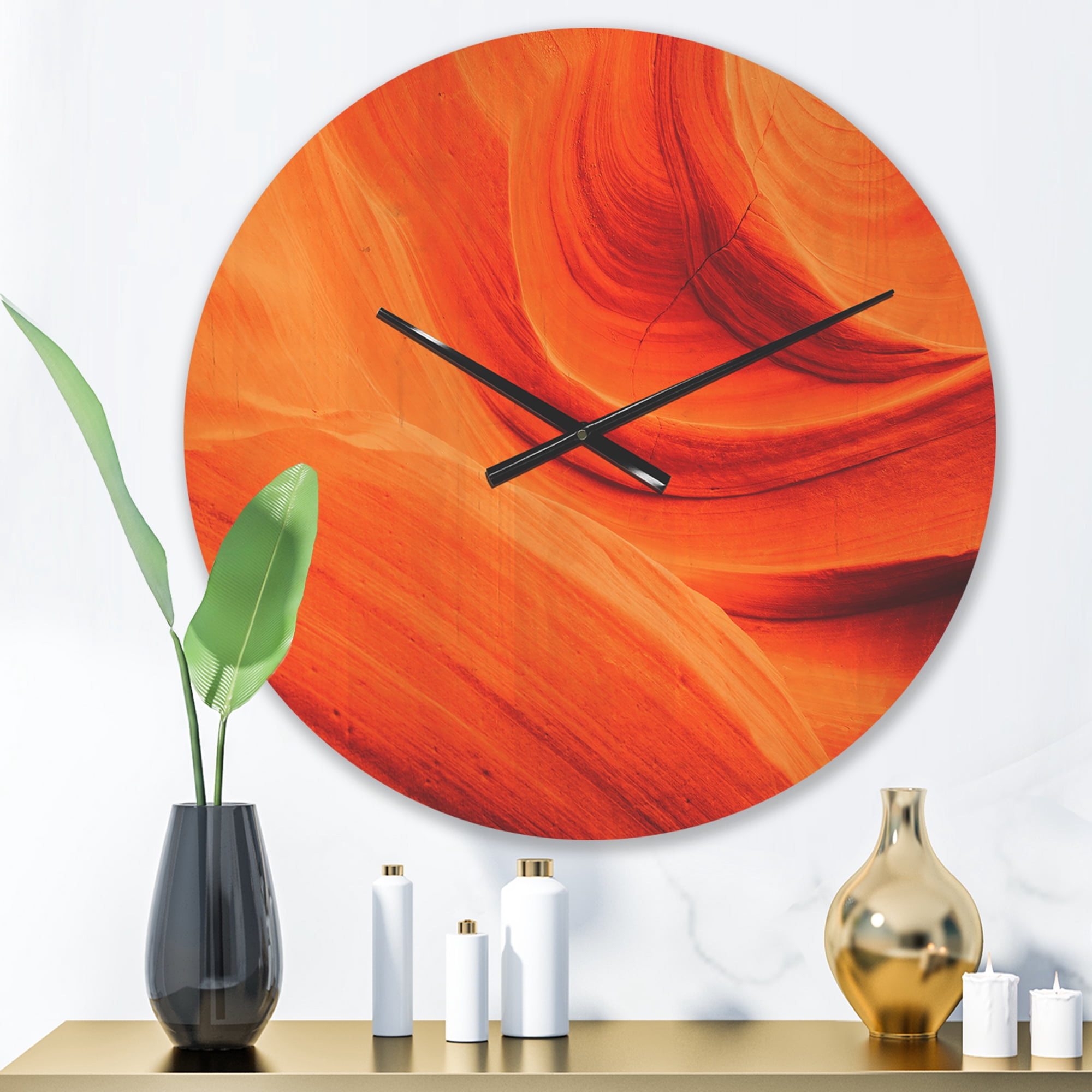 Designart 'Orange Upper Antelope Canyon Landscape' Modern Wood Wall Clock
