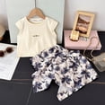 thumbnail image 2 of Toddler Girls Girls Summer Clothes Set - Cotton Plain Short Sleeve T-Shirt Tops + Shorts Cute Unisex Outfits Set 6-12 Months 12-24 Months 2t 3t 4t 5t 6t 7t Children,Cartoon 18-24 Months, 2 of 5