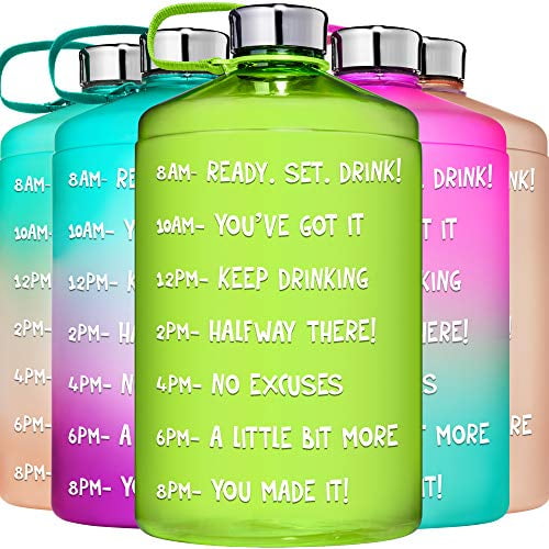 BPA Free Large Water Bottle green lid Details about    1 Gallon Water Bottle with Straw Lid 
