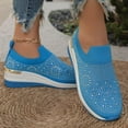 thumbnail image 7 of Sparkly Sneakers,Wedge Sneakers,Wedge Sneakers for Women,Walking Shoes Women,Women's Fashion Sneakers,Women's Plus Size Sloped Heel Casual Flats With Rhinestone Embellishments,Sky Blue,10, 7 of 7