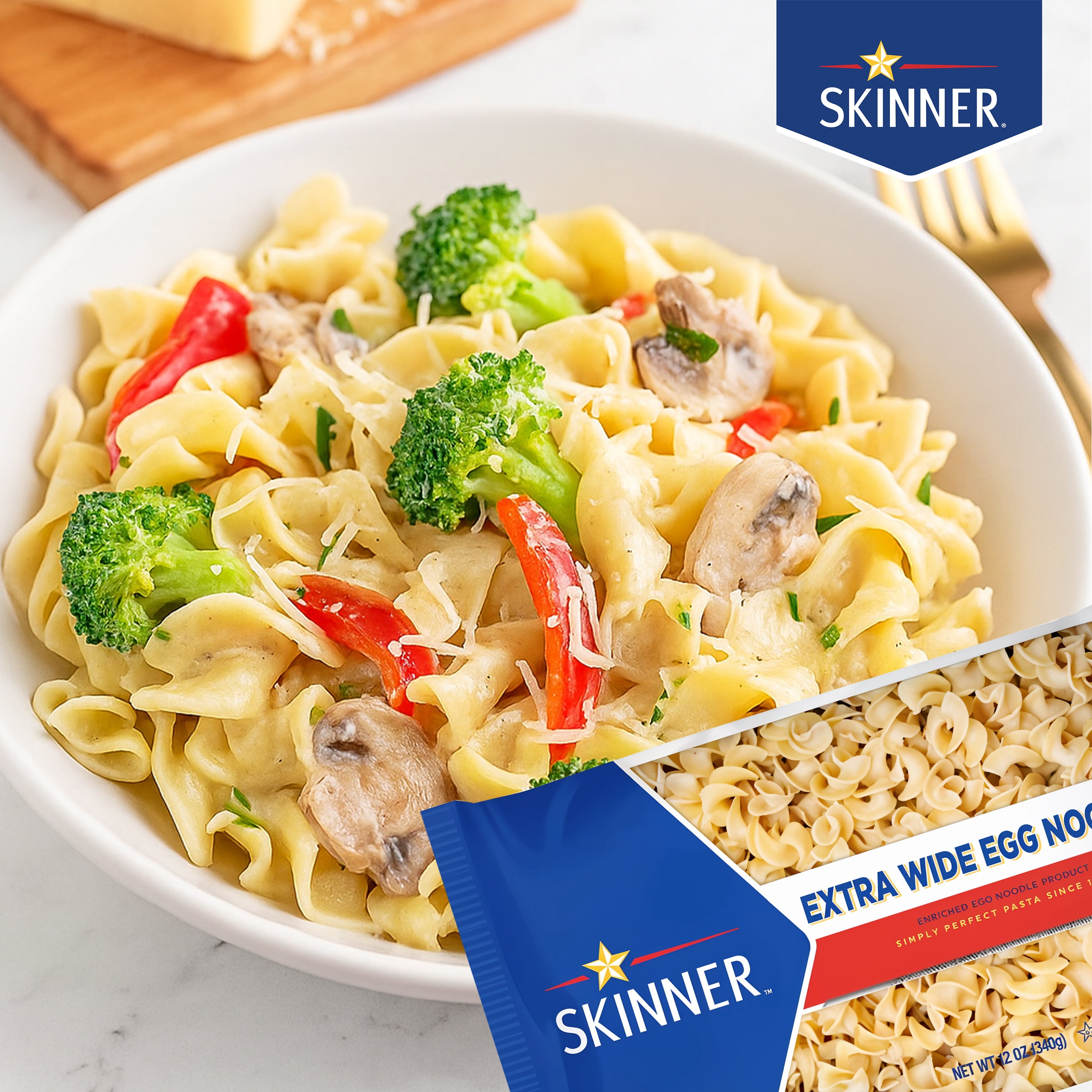 Skinner Extra Wide Egg Noodle Pasta, 12 Pack (12 oz Each) – Pantry Staple for Casseroles, Soups & Satisfying Meals