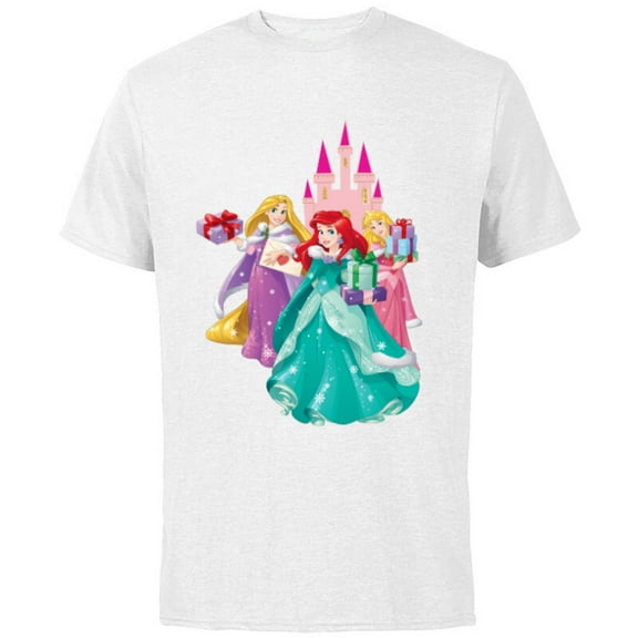 Disney Princess Ariel, Rapunzel, and Aurora Gifts - Short Sleeve Cotton T-Shirt for Adults - Customized-White