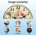thumbnail image 3 of 12 Inch Wall Clock Retro Flowers Wall Clock Battery Operated Non Ticking Silent Flowers Decorative Kitchen Clock for Living Room Bedroom Home Office Decor colorful, 3 of 9