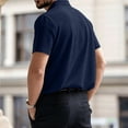 thumbnail image 5 of Breeze Polo Shirts for Men Beer Belly Ultra Comfortable Stretchy Quick Dry Textured Collared Short Sleeve Shirts for Office Summer Daily Navy 2XL, 5 of 5