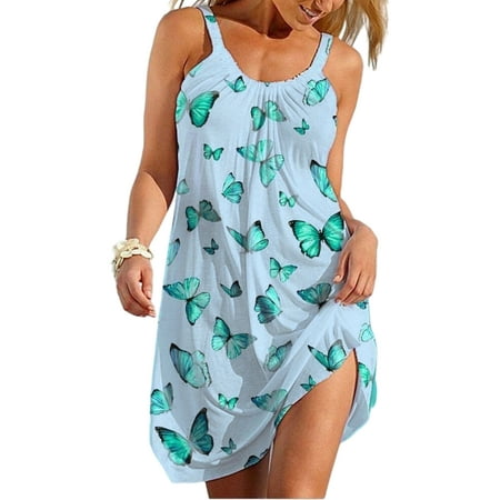 

Women Nightshirt Butterfly Print Tunic Dress Sleepwear Casual Loose Nightgown Nightwear