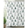 thumbnail image 2 of Christmas Tree Extra Long Shower Curtain Set, Waterproof Shower Curtains for Bathroom, Xmas Green Cartoon Tree Snowflakes Farmhouse Washable Fabric Bath Curtain for Bathtub with Hooks 72x96 Inches, 2 of 6
