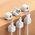 thumbnail image 1 of Organizador de cables magnético pack de 6 clips adhesivos para gestión de cables solución moderna para escritorio y hogar color blanco, 1 of 7
