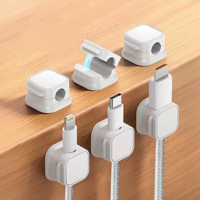 Organizador de cables magnético pack de 6 clips adhesivos para gestión de cables solución moderna para escritorio y hogar color blanco