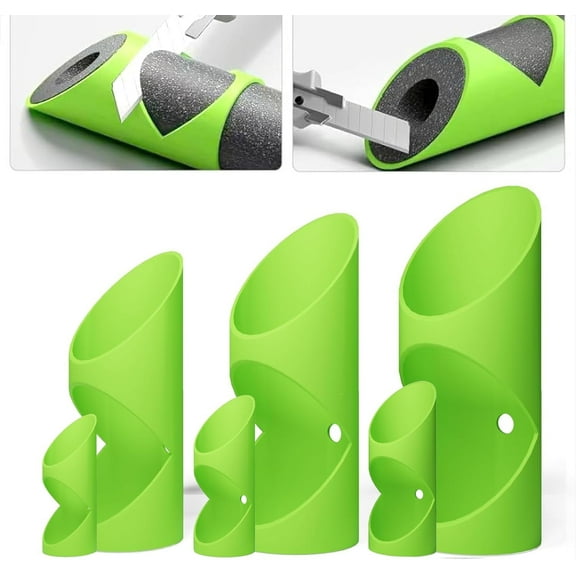 Wiher 6Pcs Foam Pipe Cutter Tool, Pipe Insulation Cutter Guide with 6 Sizes(15MM-22MM-28MM-40MM-46MM-53MM) for Home Industries Commercial Places,Green