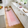 thumbnail image 6 of Garvee 2'x6' Scalloped Runner Rug Modern Lace Edge Carpet, Washable Solid Rug Non-Slip Low Pile Indoor Mats for Hallway Bedroom Kitchen, Pink, 6 of 9