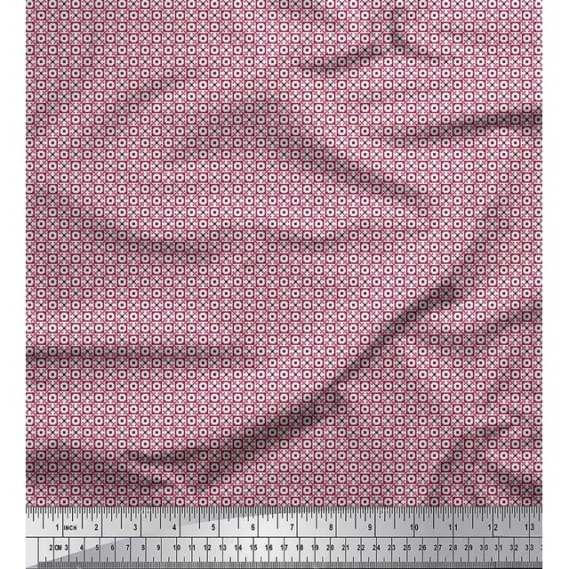 Soimoi Polyester Crepe Fabric Geometric Small Decor Fabric Printed Yard 52 Inch Wide