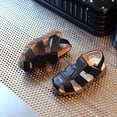 thumbnail image 4 of Losmtrace Girls Boys Leather Closed Toe Athletic Sandals Lightweight Non-Slip Soft Summer Outdoor Sandals Walking Shoes Black 11.5(29), 4 of 5