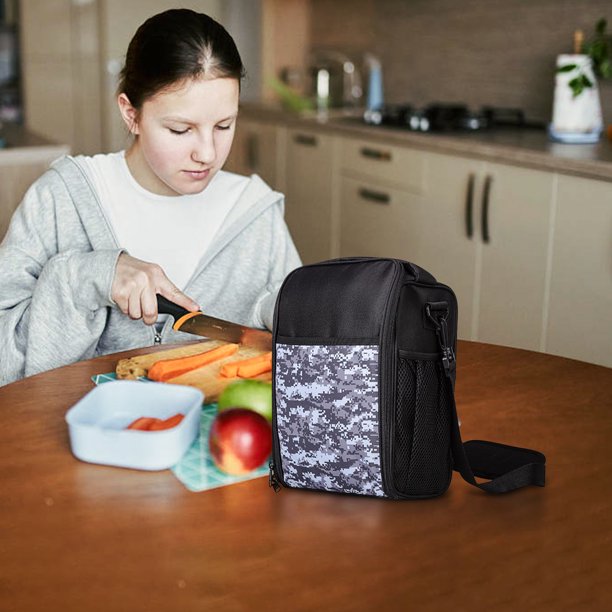 Puntoco Messenger Bolsa de Almuerzo portátil de Cuello Blanco de Papel de Aluminio Engrosado Aislamiento en frío Bolsa de Aislamiento Empresarial, Almacenamiento en el hogar