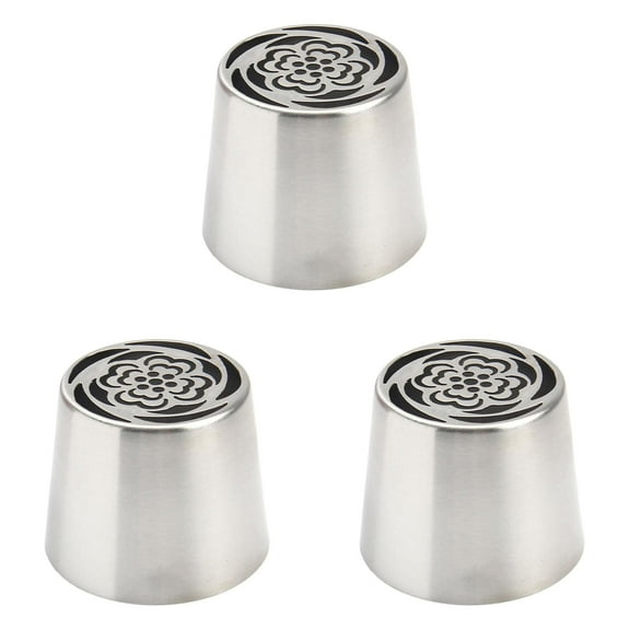 HWHCGZ 3Pcs Stainless Rose Floral Piping Nozzles,Extra Large Piping Tips For Icing Creative Frosting Nozzles For Cupcakes Desserts DIY Flower Nozzle Silver