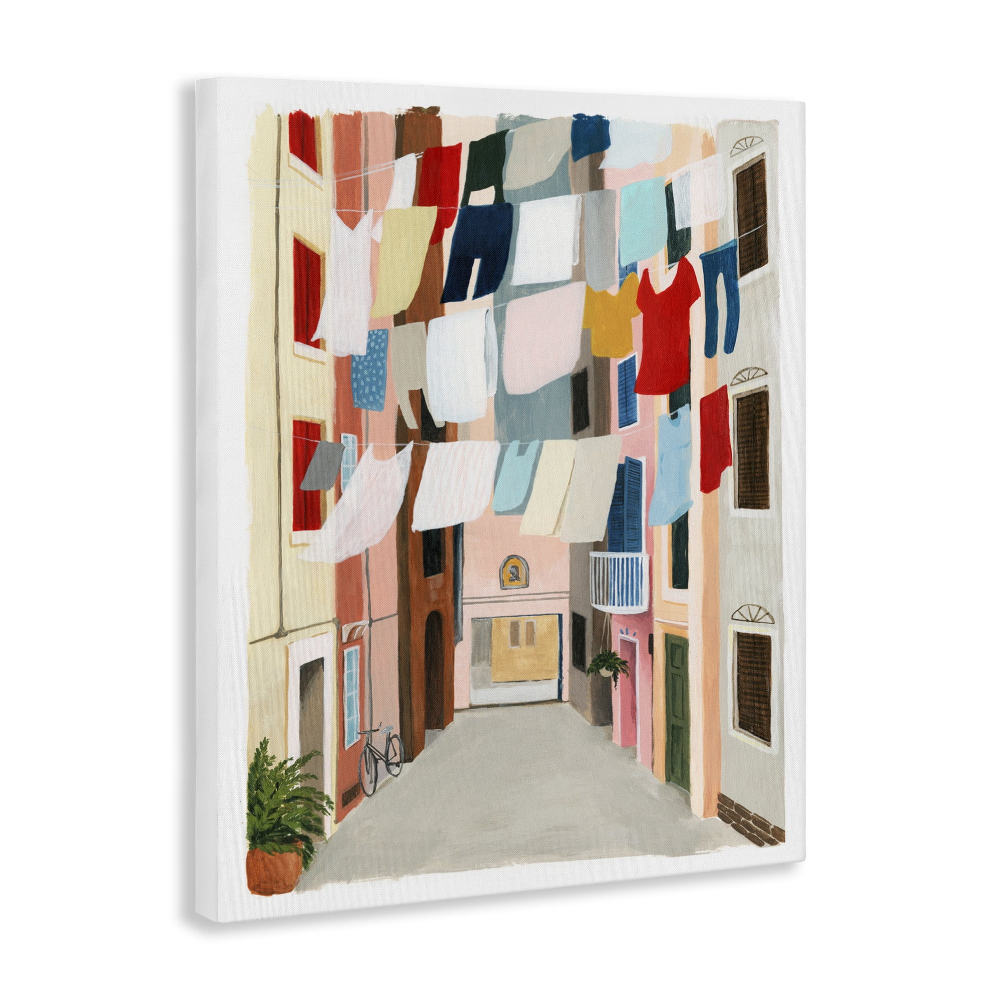 Laundry Clothesline Between Apartments Canvas Art, 16 x 20