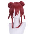 thumbnail image 1 of Peluca corta para cosplay de anime, moño doble rojo con flequillo recto, 1 of 3