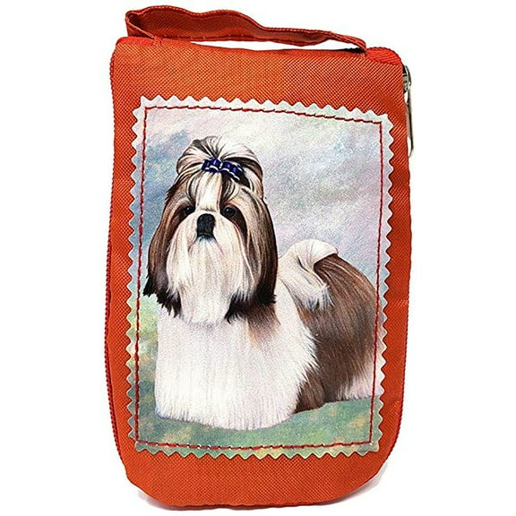 Brown/White Shih Tzu Foldable Tote Bag - Waterproof - Zipper Market Tote
