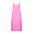 thumbnail image 6 of Kvture Women's Spaghetti Strap Maxi Dress Loose Fit Casual Solid Color Slit Hem Cami Dress Lightweight Summer Beach Hot Pink, 6 of 6