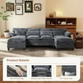 thumbnail image 5 of JONPONY109" U Shaped Couch, 4 Seat Sectional with 4 Throw Pillows, Convertible Upholstery Symmetrical SofÃ¡,High Dense Foam with Double Chaise Lounge  for Living Room,Grey, 5 of 12
